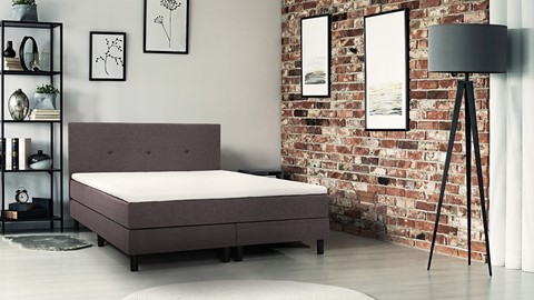 Boxspring Invito vlak met gestoffeerd matras, donkergrijs