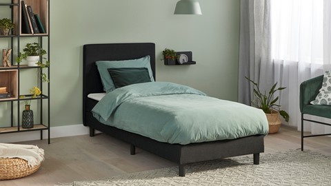 Boxspring Cisano vlak met gestoffeerd matras, zwart