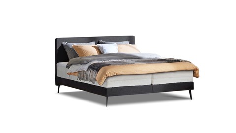 Boxspring Viggo vlak met Silver Pocket Deluxe Foam matras, adore antraciet