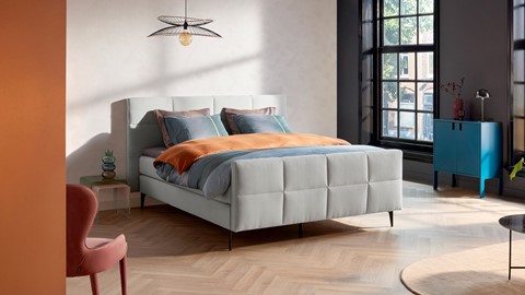 Boxspring Attraktiv Trendik vlak met gestoffeerd matras, light grey