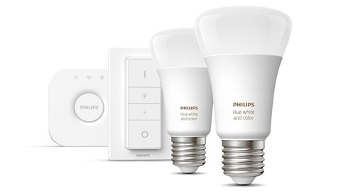 Verlichting Philips Hue White and Color Ambiance Starterkit E27 (2 lampen, 2 dimmers + bridge)