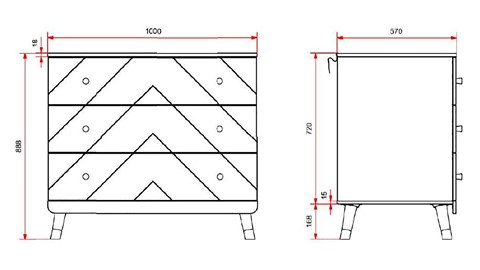 Commode Billy met 3 laden, wit