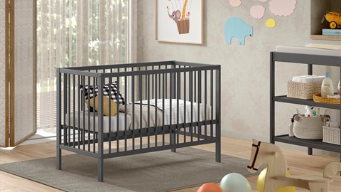 Babyledikant Dino 60x120, antraciet