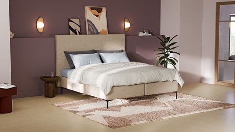 Boxspring Emerald met Silver Pocket Deluxe Foam matras, beige