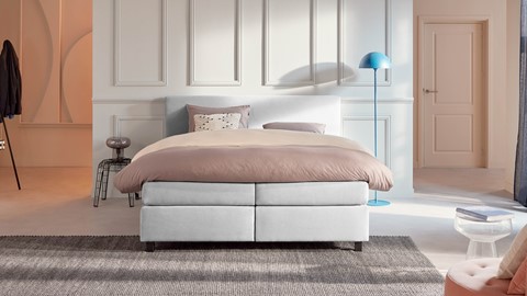 Boxspring Autentik Tunn vlak met gestoffeerd matras, light grey