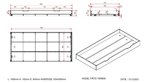 Kajuitbed Fritz met 3 laden en slaaplade, naturel