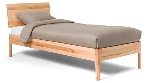 Bed Sky beuken met hoofdbord hout en poot hout, beuken