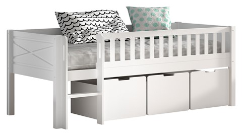 Halfhoogslaper Scott met trap, glijbaan en 3 opbergladen, white