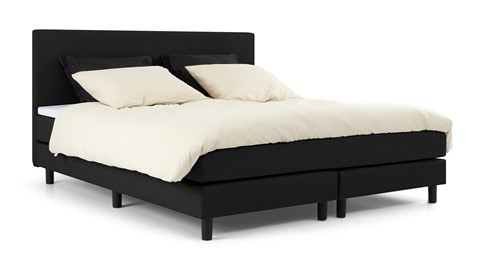 Boxspring Bellino vlak met gestoffeerd matras, zwart