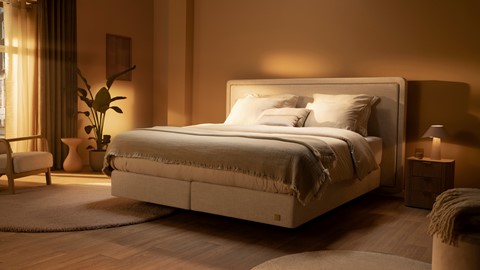 Boxspring Prestige vlak zonder matras, natural linen