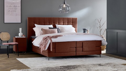 Boxspring Jade verstelbaar met gestoffeerd matras, copper