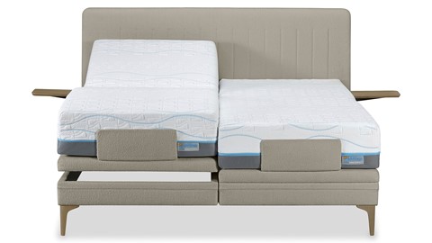 Boxspring Elite Lines verstelbaar met Slow Motion 2 matras, naturel