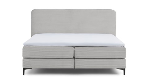 Boxspring Quartz vlak met gestoffeerd matras, light grey