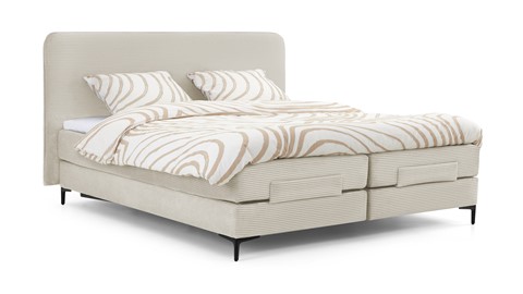 Boxspring Quartz verstelbaar met gestoffeerd matras, beige