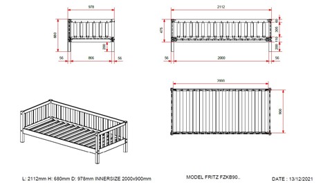 Kajuitbed Fritz met slaaplade, naturel