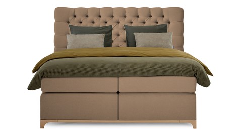 Boxspring Unik Elit vlak met gestoffeerd matras, caramel