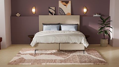 Boxspring Emerald met Silver Pocket Deluxe Foam matras, beige