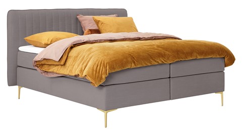 Boxspring Ruby vlak met gestoffeerd matras, taupe
