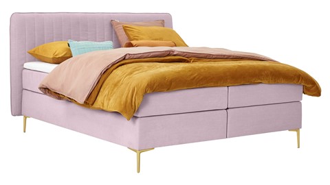 Boxspring Ruby vlak met gestoffeerd matras, pale