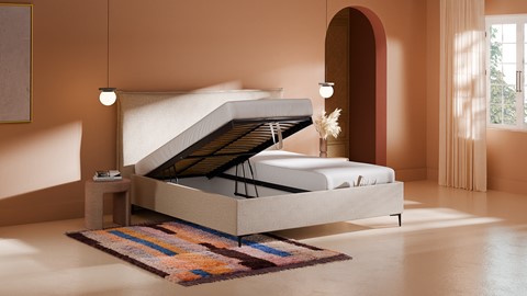 Opbergbed Morgan - Linen touch, beige