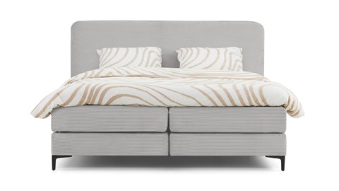 Boxspring Quartz vlak met gestoffeerd matras, light grey
