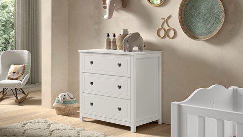 Commode Amori met 3 laden, wit