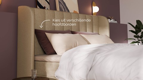 Boxspring Ivory soft teddy vlak met gestoffeerd matras, beige