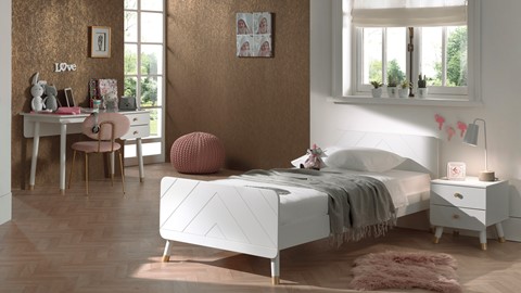 Bed Billy met nachtkast en bureau, white