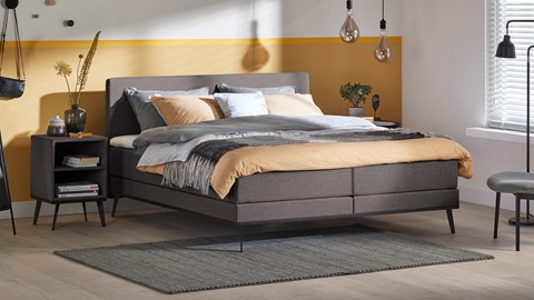 Boxspring Viggo vlak met gestoffeerd matras, towel antraciet