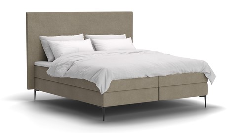 Boxspring Emerald vlak met gestoffeerd matras, naturel