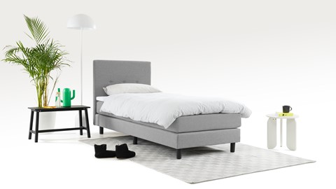 Boxspring Invito vlak met gestoffeerd matras, lichtgrijs