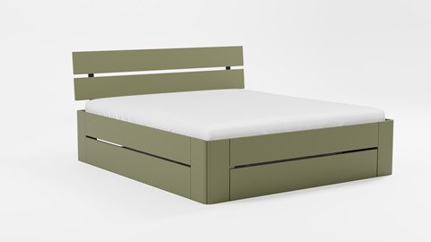 Bed Fresh 500 met hoofdbord en 3 opbergladen, rietgroen