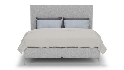 Boxspring Emerald vlak met Silver Pocket Deluxe Foam matras, light grey