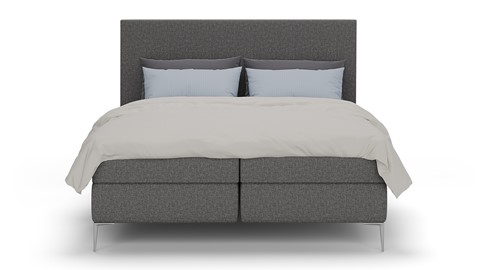Boxspring Emerald linen touch vlak met gestoffeerd matras, dark grey