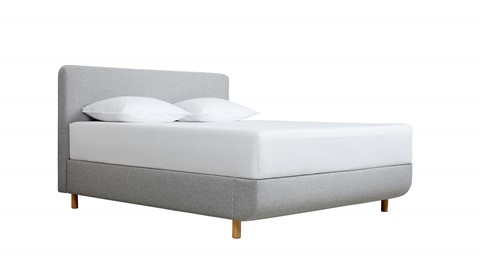 TEMPUR® Bed Arc met hoofdbord Form, vlakke schotelbodem en Pro matrassen, Stone