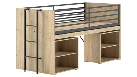 Halfhoogslaper Sam met 2 boekenkasten, eik