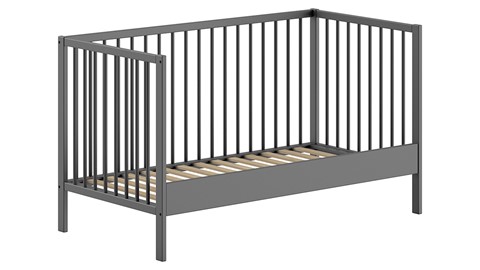 Babyledikant Dino met verzorgingstafel, antraciet