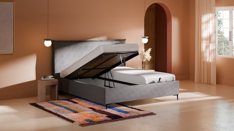 Opbergbed Morgan - Linen touch, dark grey