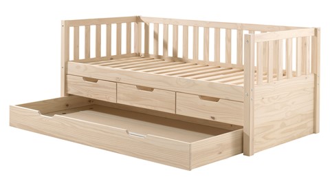 Kajuitbed Fritz met 3 laden en slaaplade, naturel