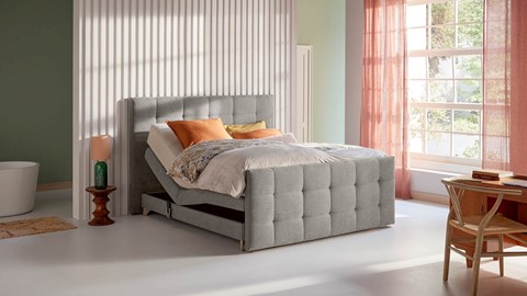 Boxspring Unik Varje verstelbaar met Vildar Royal matras, wood