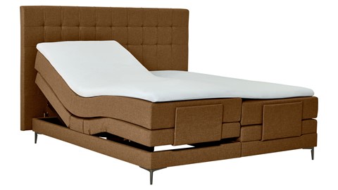 Boxspring Jade verstelbaar met gestoffeerd matras, cognac