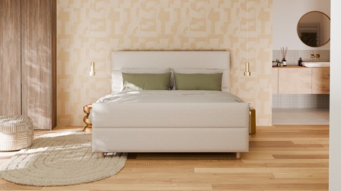 Boxspring Mica soft touch verstelbaar met gestoffeerd matras, beige