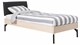 Bed Sky eiken met hoofdbord stof en poot metaal, eiken lederlook zwart