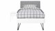 Bed Sky beuken met hoofdbord stof en poot driehoek, wit stof basalt