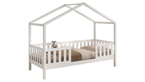 Kajuitbed Dallas als huis met slaaplade, wit
