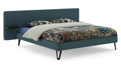 Bed Bädd Forma met Bossflex 400 vlak en gestoffeerd matras, etna teal