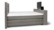 Boxspring Unik Varje verstelbaar met gestoffeerd matras en voetbord met TV-lift, wood