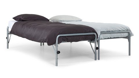 Bed met onderschuifbed Doppia, zilver