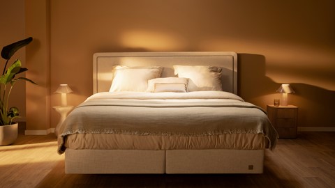 Boxspring Prestige vlak zonder matras, natural linen