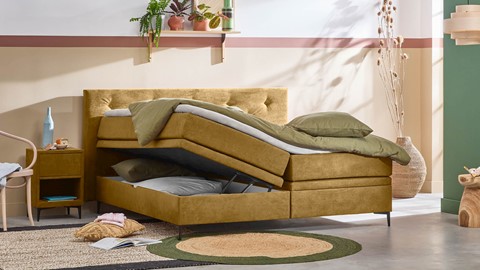 Opbergbox Citrine met gestoffeerd matras, ocre